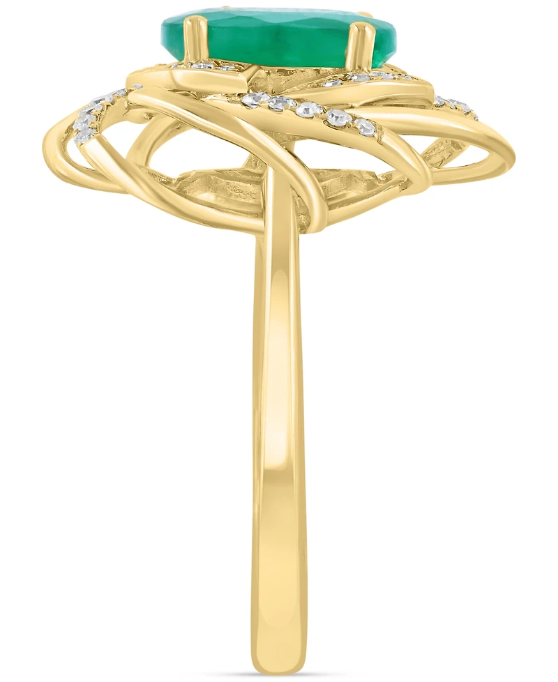 Effy Emerald (1-1/2 ct. t.w.) & Diamond (1/6 ct. t.w.) Spiral Statement Ring in 14k Gold