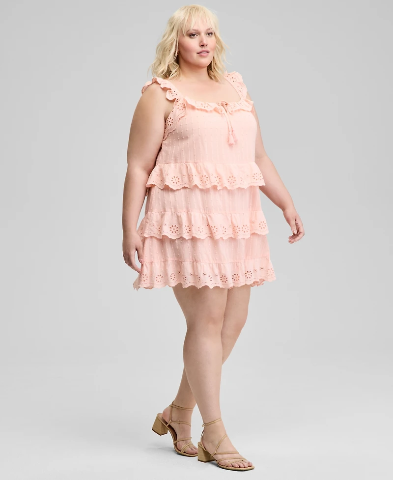 And Now This Trendy Plus Eyelet Cotton Sleeveless A-Line Dress, Exclusively at Macy's