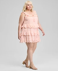 And Now This Trendy Plus Eyelet Cotton Sleeveless A-Line Dress, Exclusively at Macy's