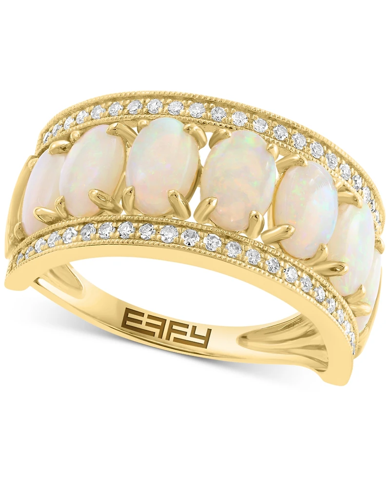 Effy Opal (2 ct. t.w.) & Diamond (1/5 ct. t.w.) Oval Channel Ring in 14k Gold