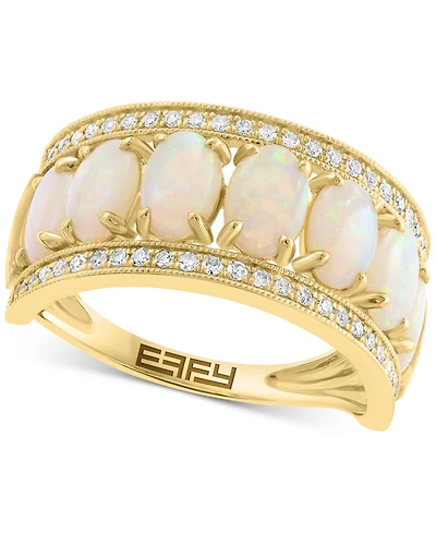 Effy Opal (2 ct. t.w.) & Diamond (1/5 ct. t.w.) Oval Channel Ring in 14k Gold