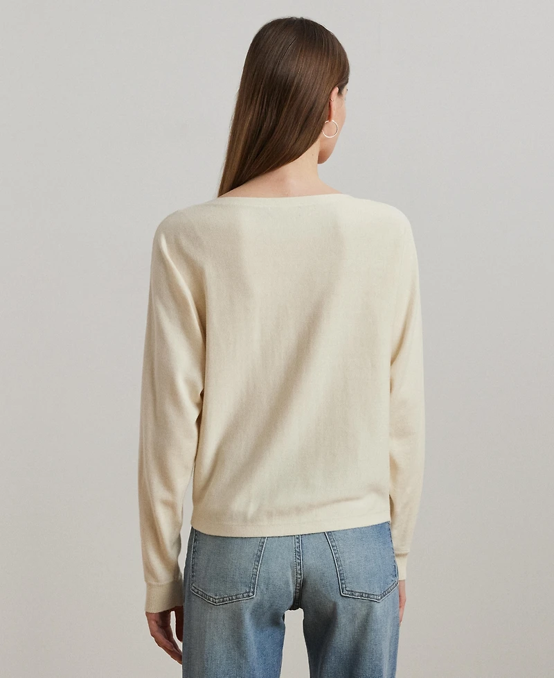 Lauren Ralph Women's Cotton-Blend Dolman-Sleeve Sweater