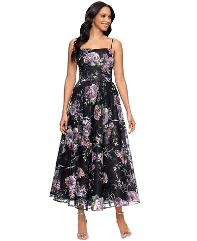 Betsy & Adam Women's Floral-Print Lace Sleeveless Dress