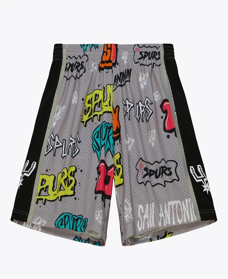 Mitchell & Ness Men's Silver San Antonio Spurs 1998/99 Hardwood Classics Slap Sticker Swingman Shorts
