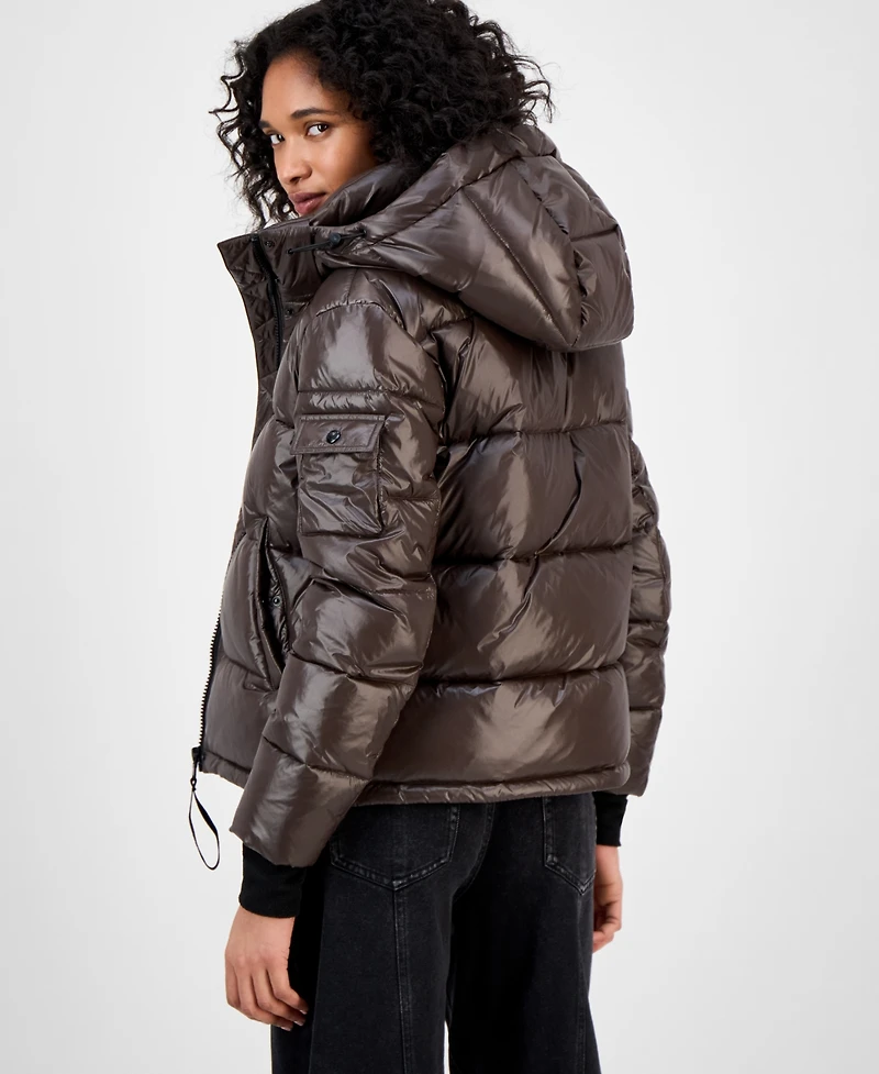 S13 Women's Ella Hooded Thumbhole-Cuff Puffer Coat