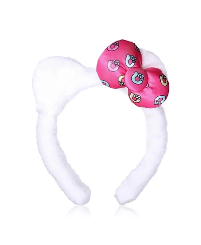 Sally Rose Hello Kitty Plush Headband for Official License, Plush White Head Band with Kitty Ears and Pink Bow