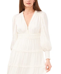 CeCe Women's Long Sleeve Plisse Ruffle Maxi Dress