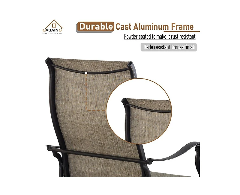 Casainc Pvc-Coated Polyester Fabric Cast Aluminum Frame Dining Chair (Set of 4)
