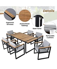 Mondawe 7 Pieces Outdoor Dining Set Patio Dining Table and Chair Set