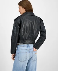 Jou Juniors' Faux-Leather Belted Jacket