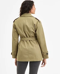 Jou Juniors' Double-Breasted Belted Trench Coat