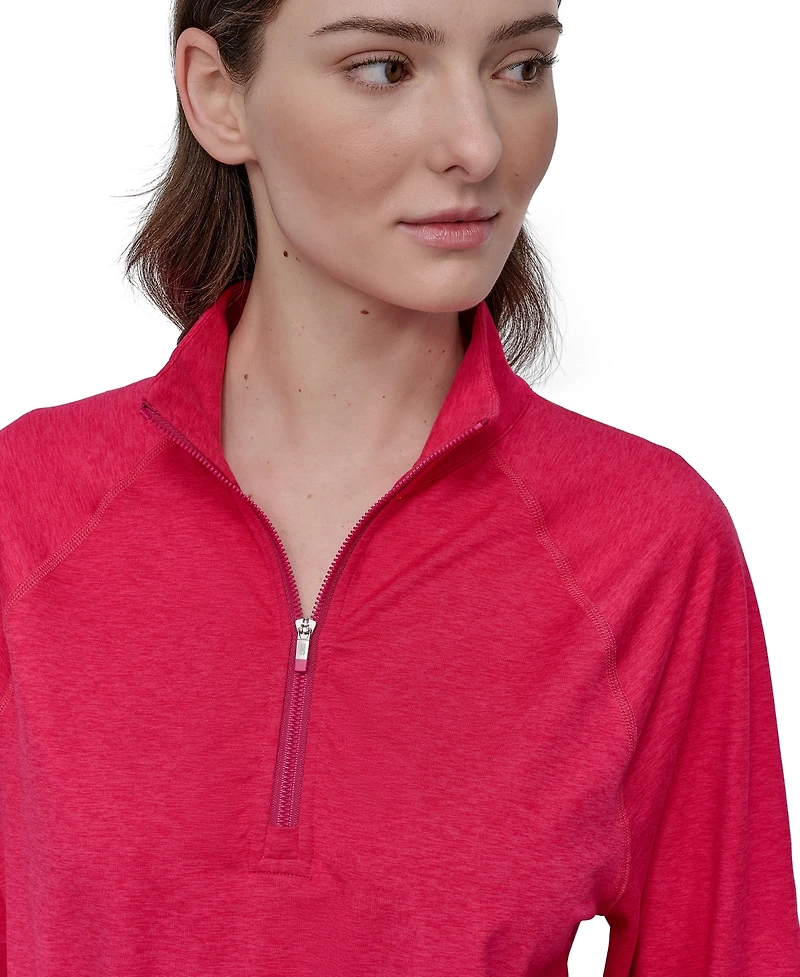 Dkny Sport Women's Space-Dyed Half-Zip Raglan-Sleeve Top