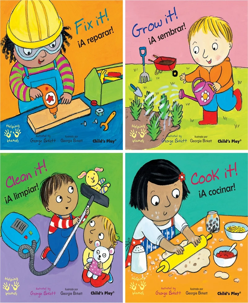 Child's Play Books Helping Hands Bilingual Books, Set of 4