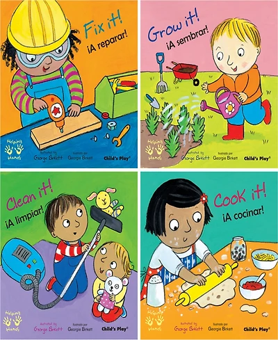 Child's Play Books Helping Hands Bilingual Books, Set of 4