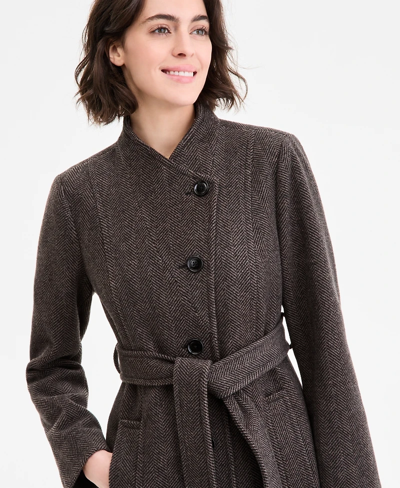 Anne Klein Women's Asymmetric Button-Front Belted Coat