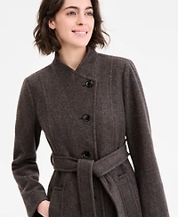 Anne Klein Women's Asymmetric Button-Front Belted Coat
