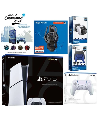 Sony Playstation 5 Slim Digital with Extra Volcanic Red Controller, Plantronics Headset, Gamer Kit