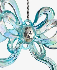 Holiday Lane Pastel Shine Blue Glitter Bow Ornament, Macy's Exclusive
