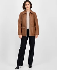 Anne Klein Women's Zip-Front Leather Jacket
