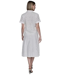 Karl Lagerfeld Paris Women's Eyelet Cotton Shirt