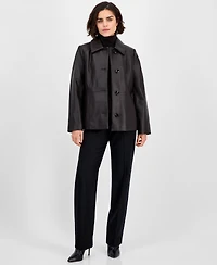 Anne Klein Women's Single-Breasted Leather Coat