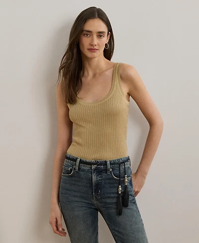 Lauren Ralph Women's Rib-Knit Linen-Blend Sweater Tank Top
