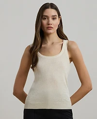Lauren Ralph Women's Rib-Knit Linen-Blend Sweater Tank Top