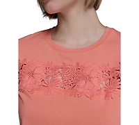 Karl Lagerfeld Paris Women's Lace-Trim Knit Top