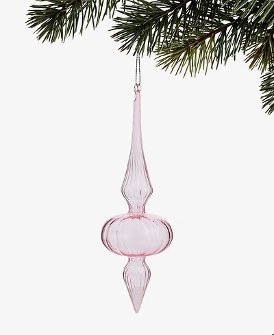 Holiday Lane Pastel Shine Pink Glass Finial Drop Ornament, Macy's Exclusive
