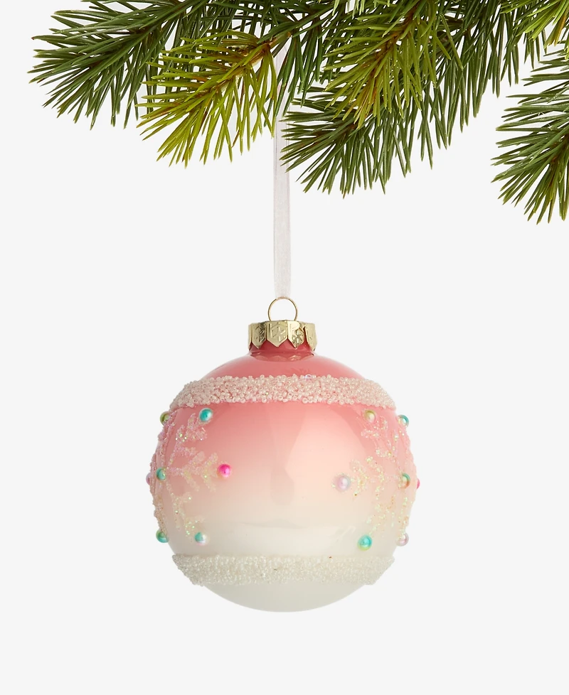 Holiday Lane Sugar Plum Glass Snowflake Ball Ornament, Macy's Exclusive