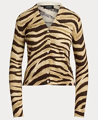 Lauren Ralph Women's Zebra-Print Linen-Cotton Cardigan