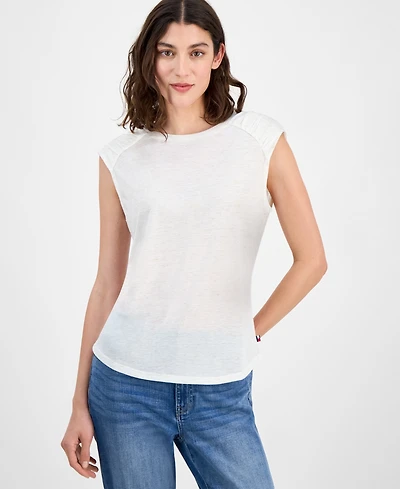 Tommy Hilfiger Women's Ruched-Shoulder Sleeveless Top