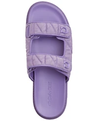 Coach Women's Sculpted C Quilted Washed Denim Double Band Sandals