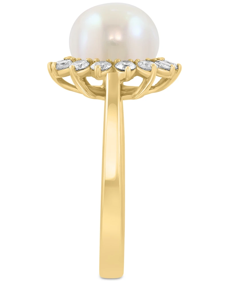 Effy Cultured Freshwater Pearl (9mm) & Diamond (3/8 ct. t.w.) Statement Ring in 14k Yellow Gold
