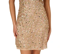 Adrianna Women's Beaded Halter Short Dress