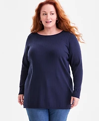 Style & Co Plus Solid Long-Sleeve Sweater, Macy's Exclusive
