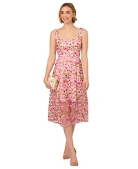 Adrianna Papell Women's Floral-Embroidered Square-Neck Dress
