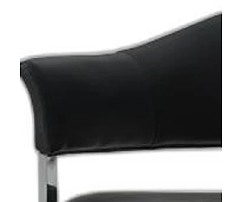 Upholstered Faux Leather Open Back Dining Arm Chair