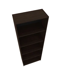 Dam Bookcase with Open Storage and 5 Shelves, Stained Walnut