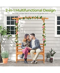 Patio Garden Arbor with Pergola and 2-Seat Bench for Garden Backyard Decoration