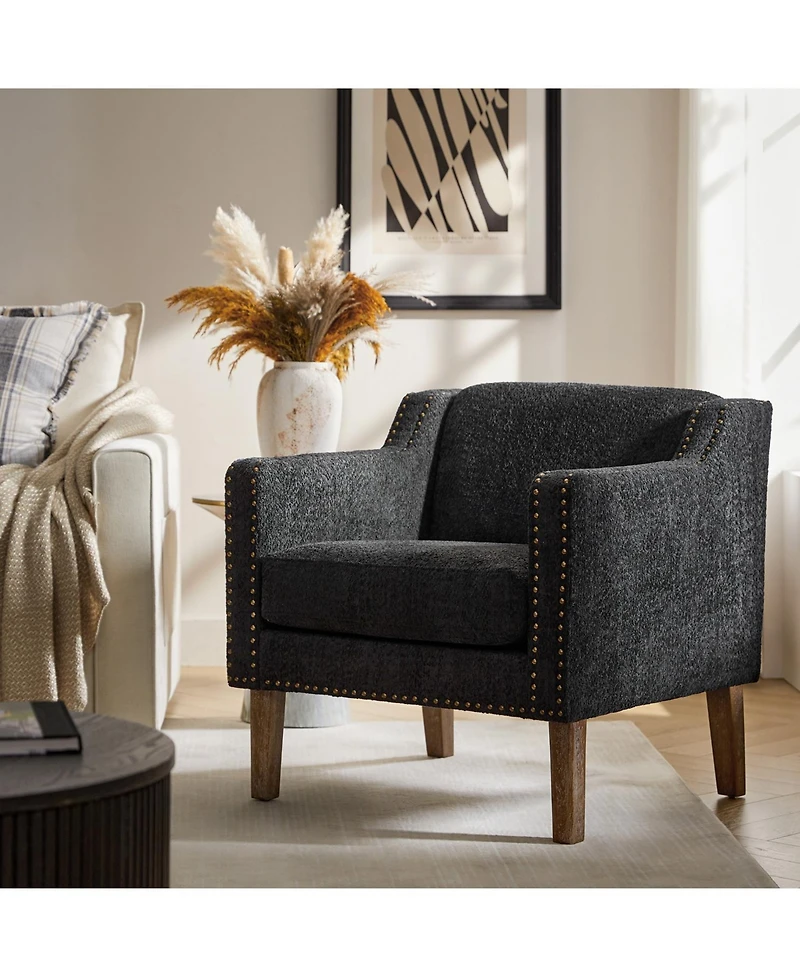 Transitional Ulysses Armchair with Solid Wood