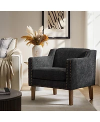 Transitional Ulysses Armchair with Solid Wood