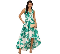 Adrianna Papell Women's High-Low Floral-Print Gown