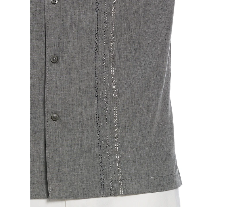 Cubavera Men's Geo Embroidered Panel Chambray Shirt