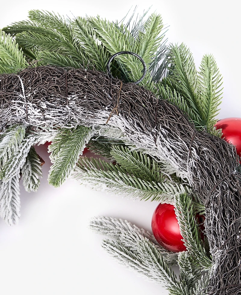Holiday Lane Heritage Pine And Red Ornaments Wreath, Macy's Exclusive