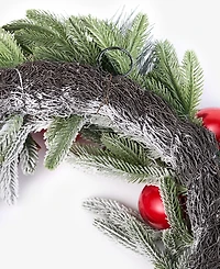 Holiday Lane Heritage Pine And Red Ornaments Wreath, Macy's Exclusive