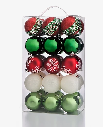 Holiday Lane Heritage Set of 30 Shatterproof Red, Green & White Ball Ornaments, Macy's Exclusive