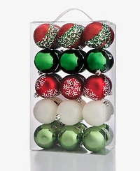 Holiday Lane Heritage Set of 30 Shatterproof Red, Green & White Ball Ornaments, Macy's Exclusive