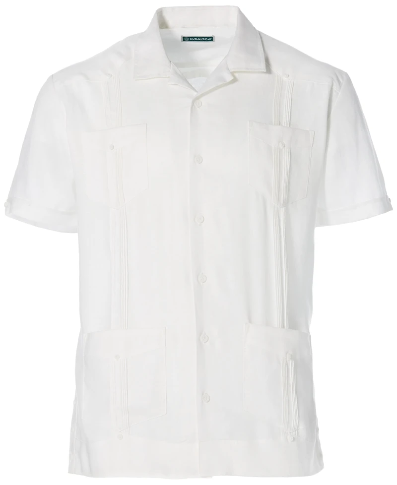 Cubavera Men's 100% Linen Short Sleeve 4 Pocket Guayabera Shirt