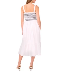 1.state Women's Cotton Tie-Shoulder Smocked Midi Dress